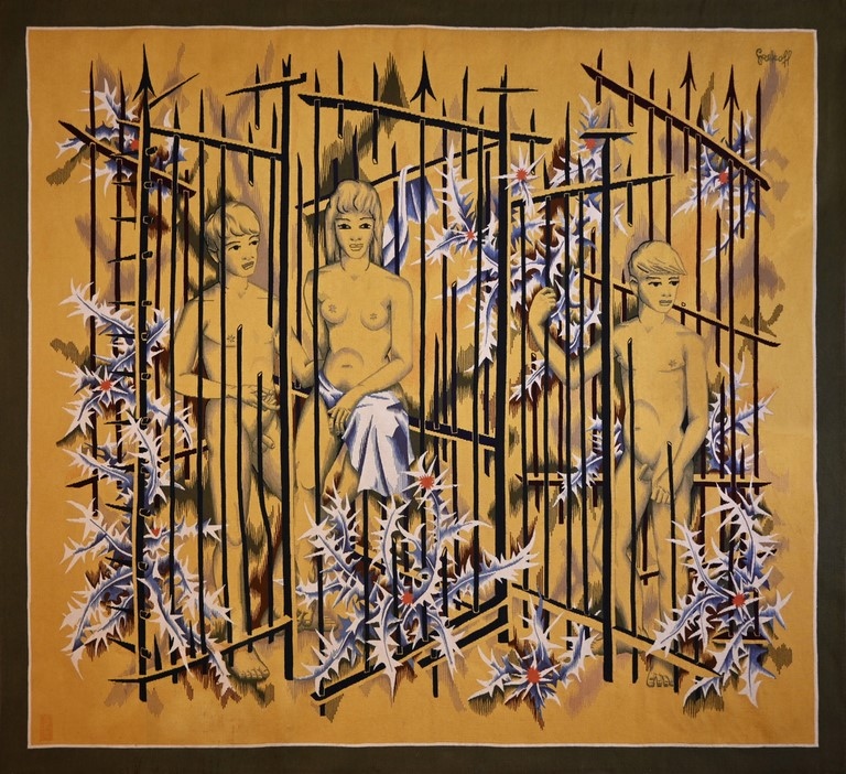 Tapisserie Moderne de Elie Grekoff - des adolescents en cage