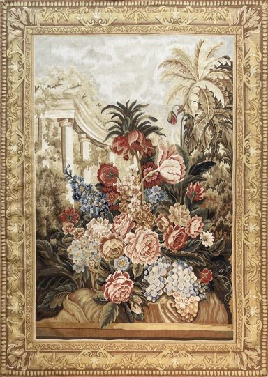 Tapisserie Florale dans style Manufacture Aubusson 19e 