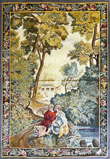 Tapisserie Aubusson 19e siècle, Les Amoureux 