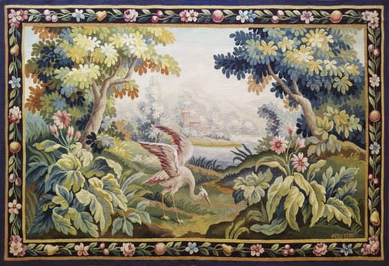 Tapisserie Verdure, Signé par Manufacture Aubusson 19e