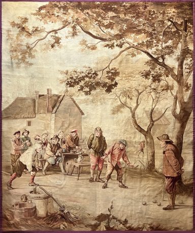 Jeu de pétanque - Tapisserie Manufacture Aubusson 19e